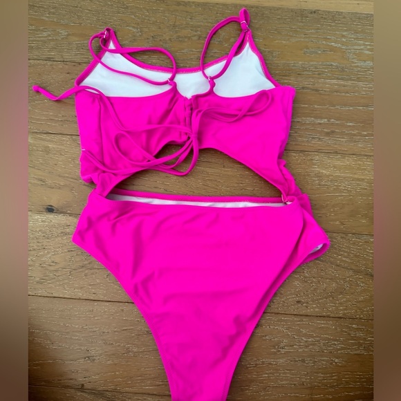 Meyeeka Womens Scoop Neck Cut Out Lace Up Monokini One Piece Swimsuit - Picture 4 of 7